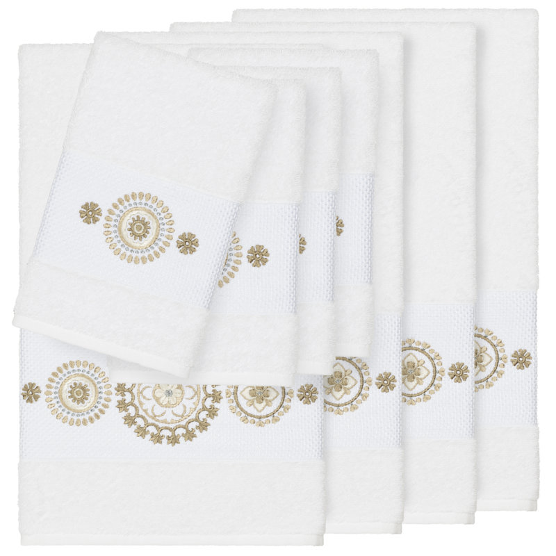 Ensemble de serviettes 8 pièces Isabella 100% coton turc Isabella, Blanc