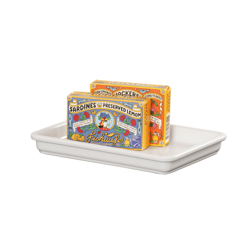 Melamine Serving Tray Enamelware, White
