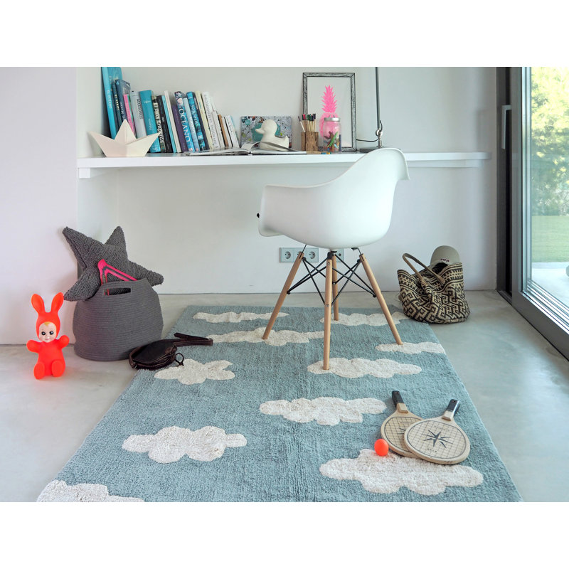 Washable Area Rug Clouds Blue