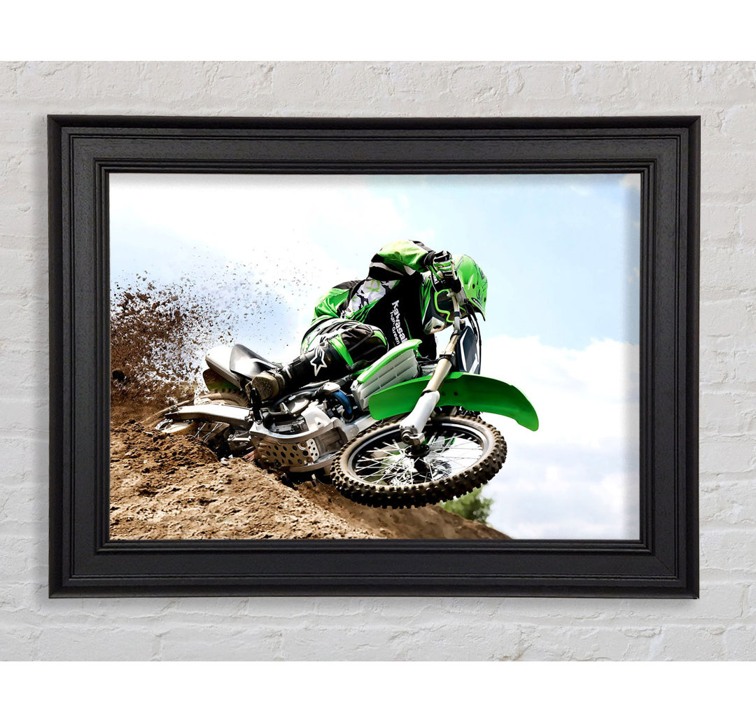 Kawasaki Motocross Gerahmter Druck