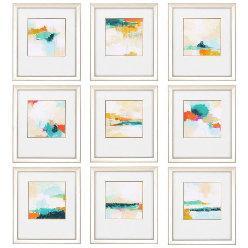 9 pièces, ensemble de 9 reproductions d’art encadrées