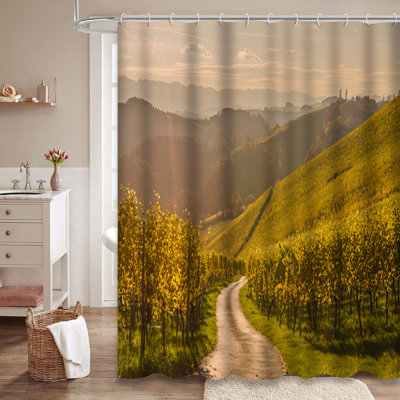 Rideau de douche à 12 crochets et raisins Tuscany Sunset
