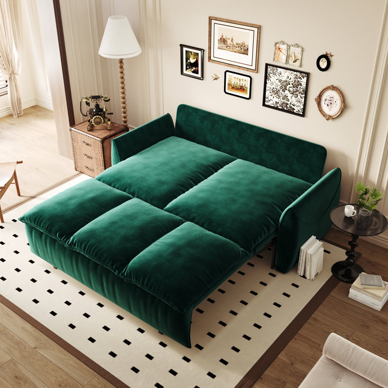 Lit convertible 70,9 po, velours 3 avec 21 oreiller et couverture, multifonctionnel pour la détente, lit maison, Vert
