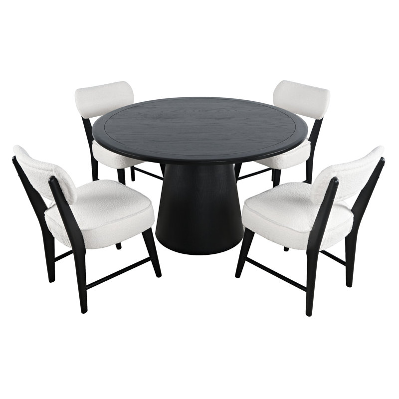 Donavan Mid-century Modern Pedestal 5 Piece Dining Set - Black, Black