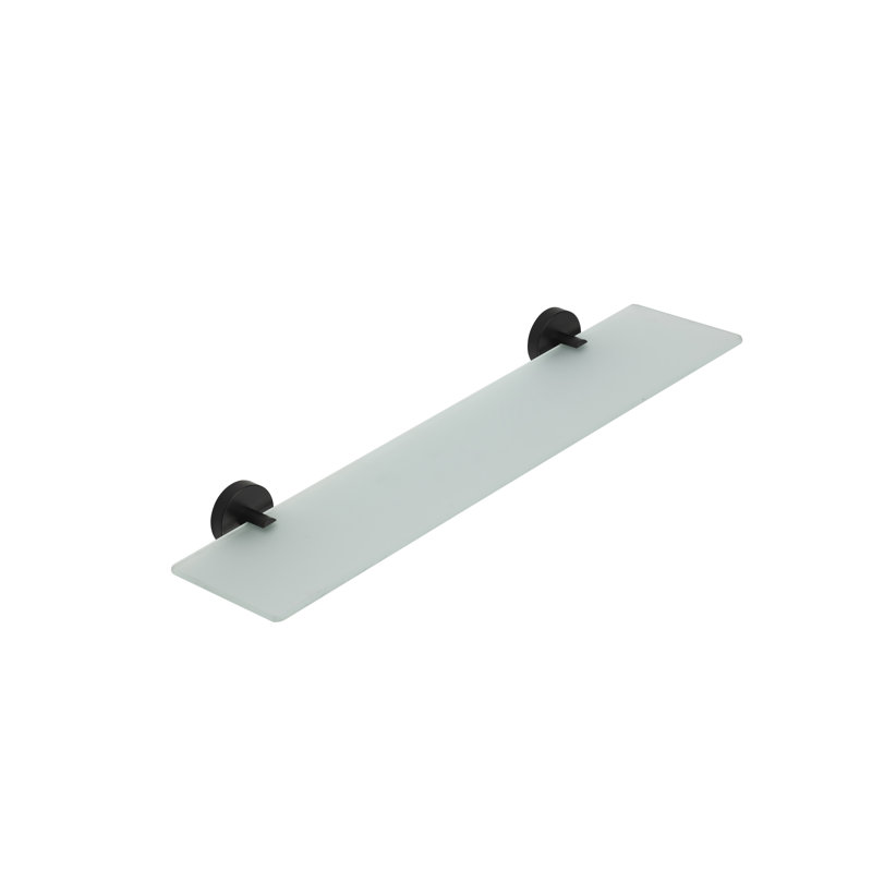 Epsom Wall Mounted Glass Shelf with Matte Black Flexi-Fix Brackets 59cm