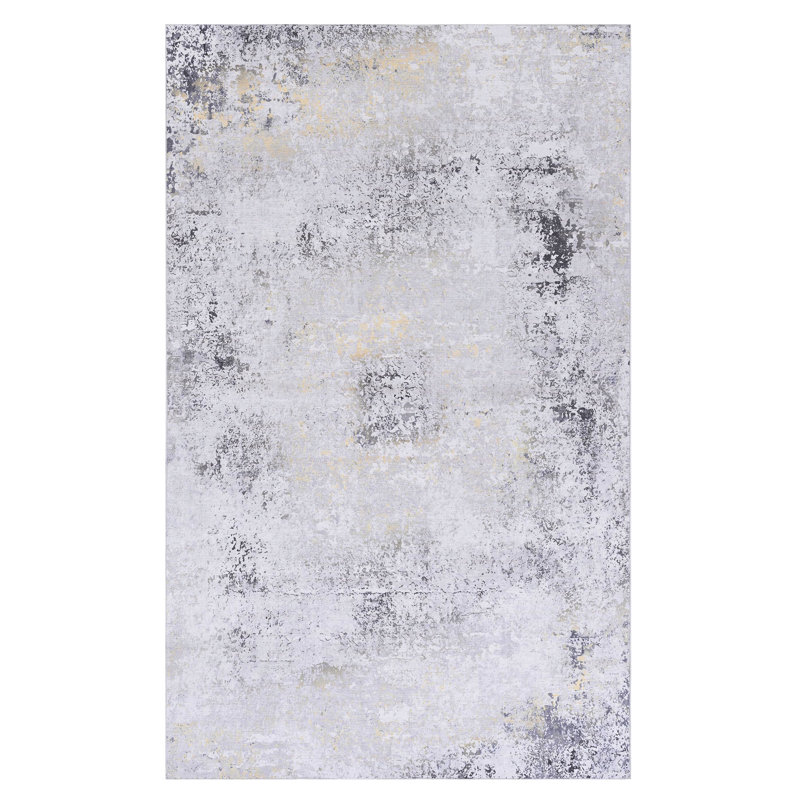 Washable 4X6 Area Rug, Non-Slip, Non-Shedding, Low-Pile, Foldable, & Pet - Add A Touch Of Elegance To Your Kitchen, Dining Room  Gray Make Bedroom, Living Room, More Attractive