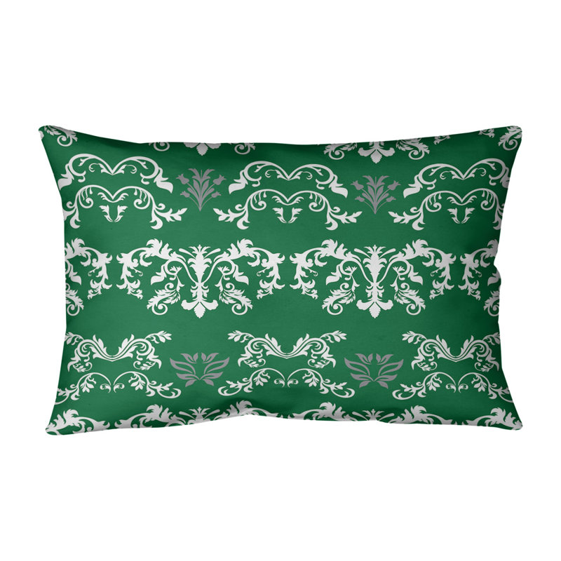 Housse de coussin Football Baroque, Blanc / vert / argent, Polyester filé