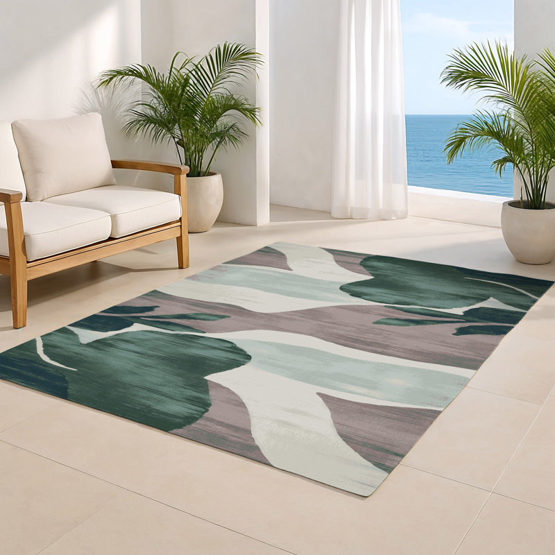 Watercolor Brown Indoor and Outdoor Area Rug, Rectangle 4' x 6'