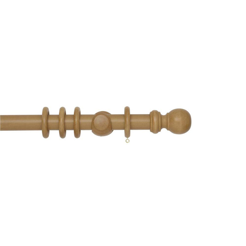 Curtain Pole and Hardware Set, 3.5 cm L x 360 cm W, Light Oak