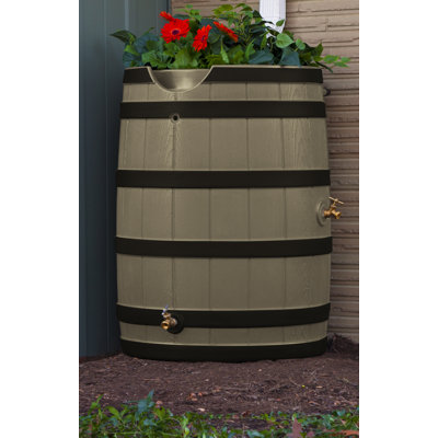 Good Ideas 65 Gallons Resin Drainable Dual Overflow Rain Barrel