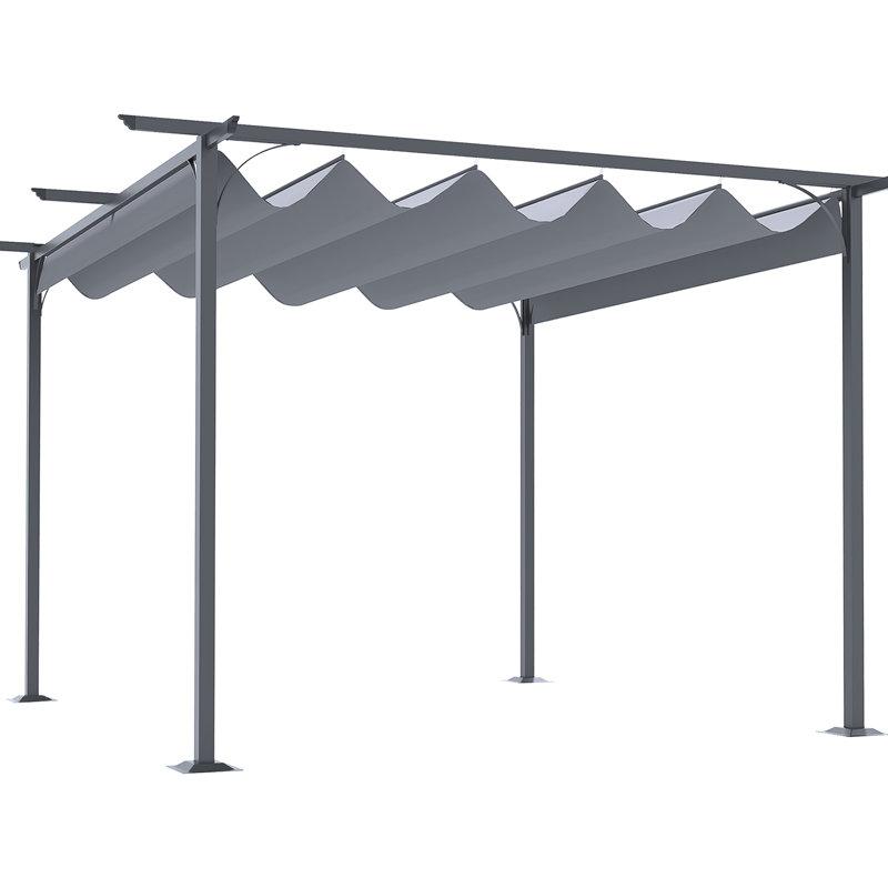 Pare-soleil d'extérieur rétractable Pergola 11,5 'X avec protection pour le jardin, le barbecue, le patio, la structure en acier de la cour arrière, la cour arrière à cadre robuste gris, le barbecue