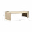 Coffee Table with Travertine Top and Light Wood Base, Living Room Table with Organic Modern Design, 57"
