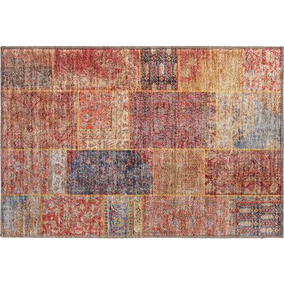 Premium Machine Washable Prisco Red Rug