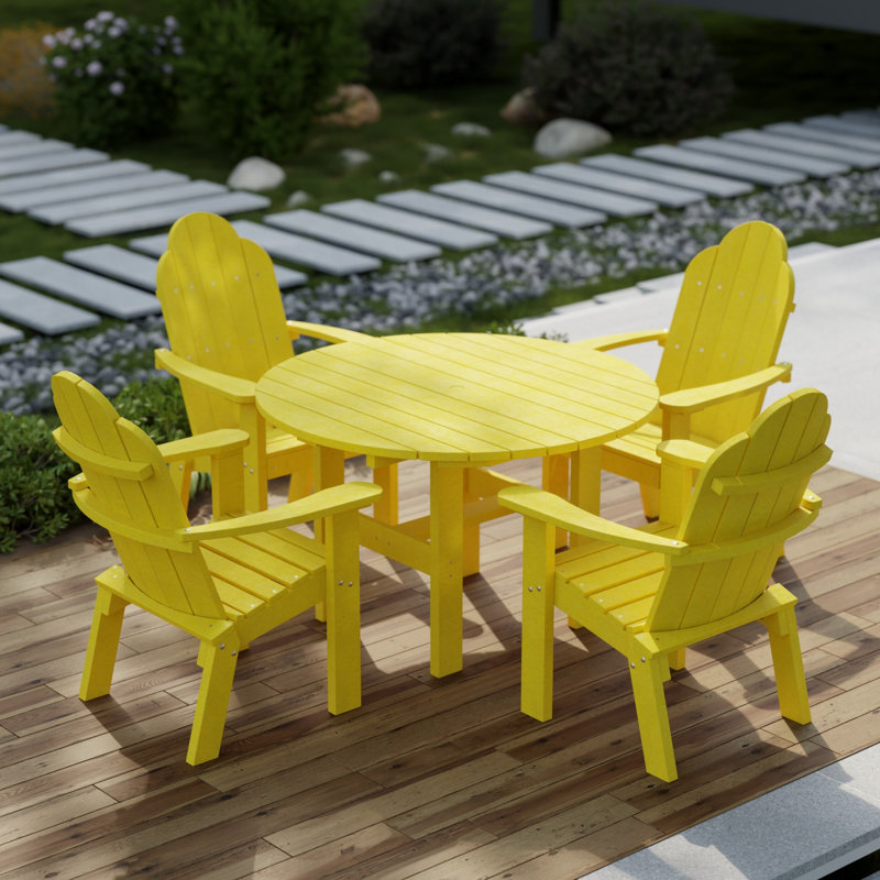 Ensemble de table ronde avec chaises longues Classic 46 po, Jaune citron