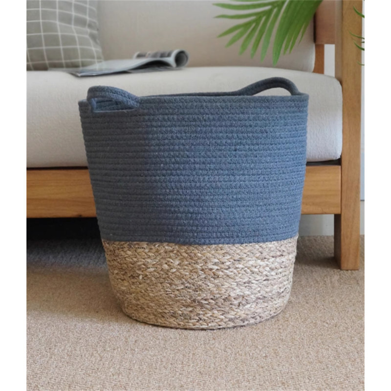 Fabric Laundry Hamper with Handles, Blue