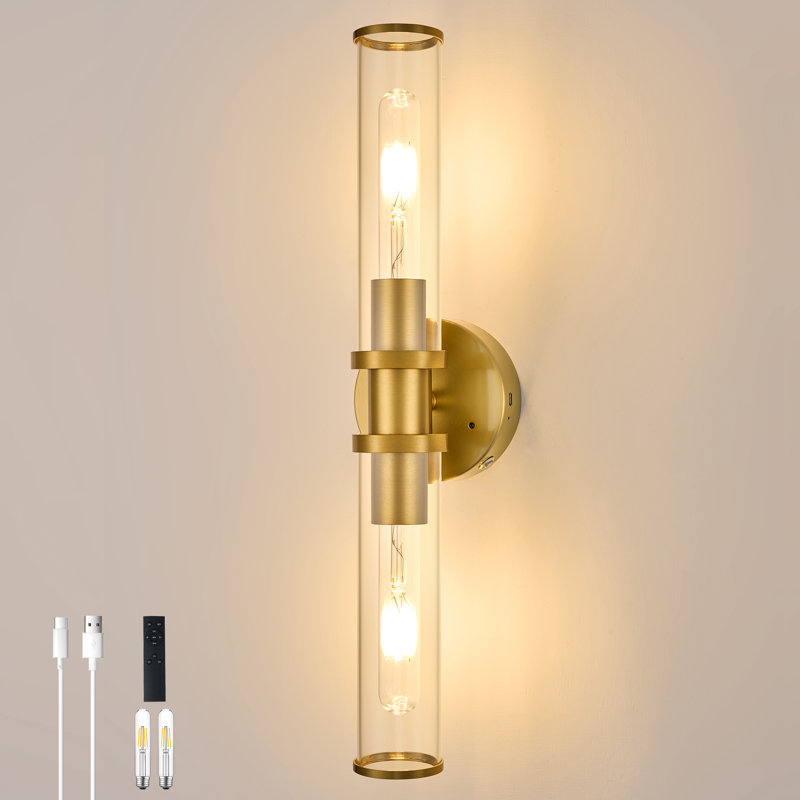 20.5” Dimmable Battery-Operated Wall Sconce with Remote Control, Bulbs Included