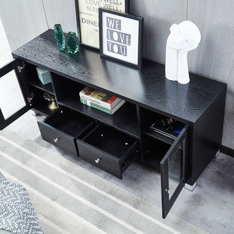 Meuble télé en bois, console multimédia, centre de divertissement