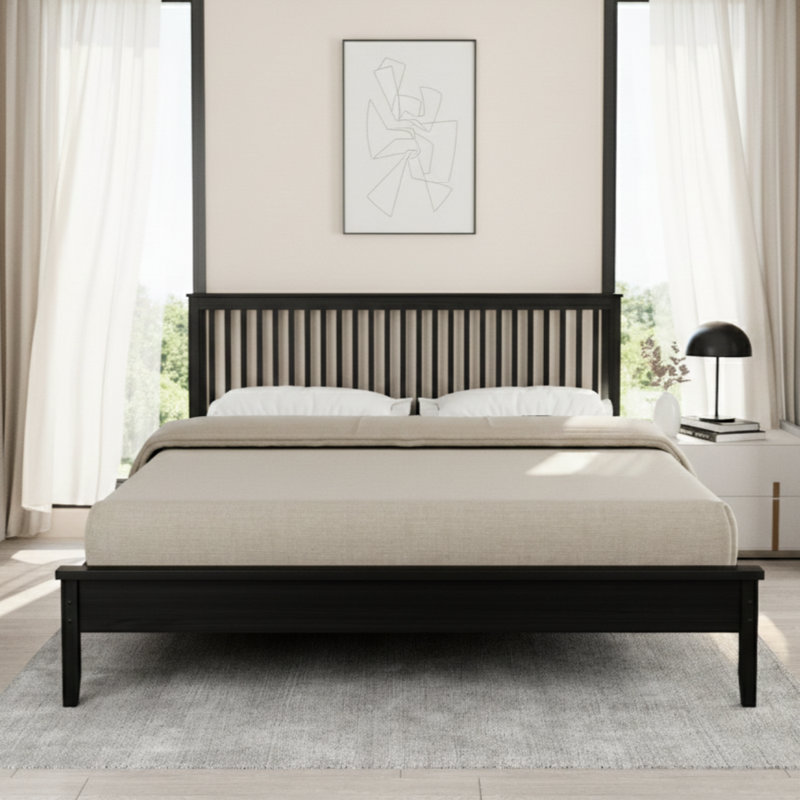 Scheller Solid Wood Platform Bed, Full, Tobacco