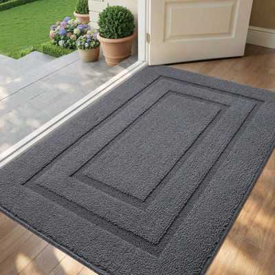 Paillasson intérieur géométrique, tapis antidérapant à profil bas lavable à la machine pour porte d'entrée arrière, entrée