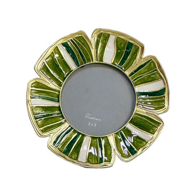 Green Enamel  Picture Frame, Round