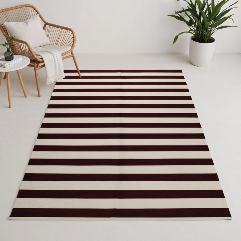 Tapis intérieur / extérieur beige HorizontalStripes, Rectangulaire 3 pi x 5 pi