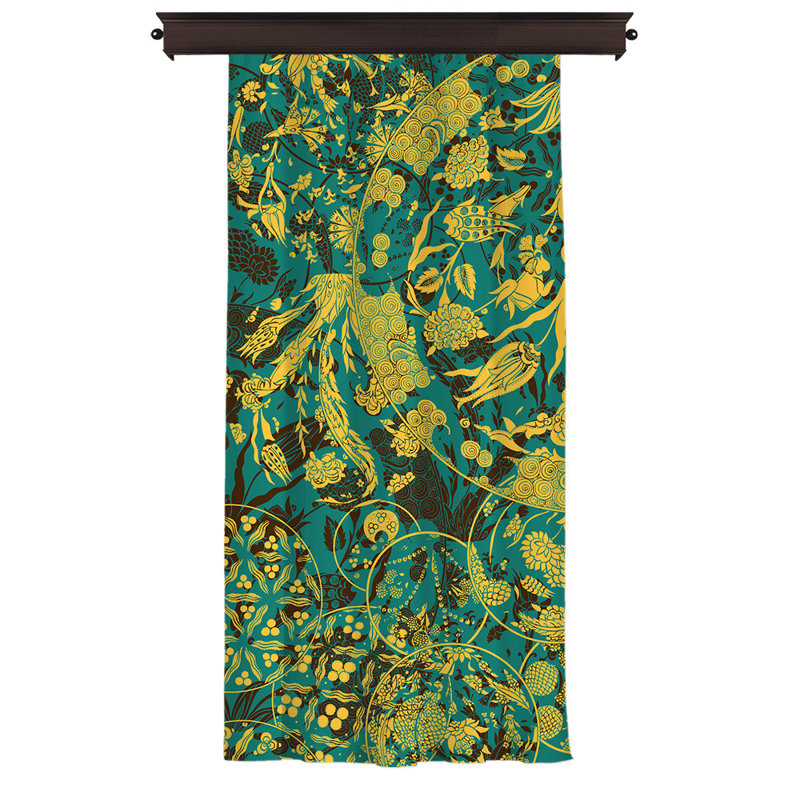 Rideau en polyester Southfield, Vert / jaune