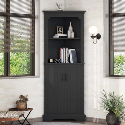 Grande armoire d'angle avec portes pour le salon, la salle de bain, la salle à manger ou la cuisine, maximisant le rangement dans les espaces étroits