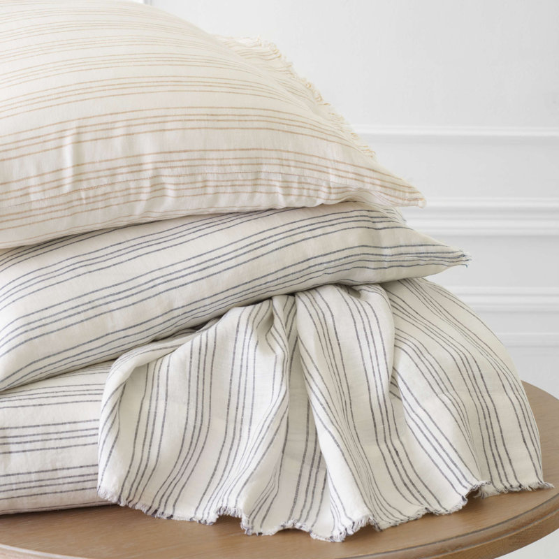 Lush Linen Stripe Sham, King, Slate Blue