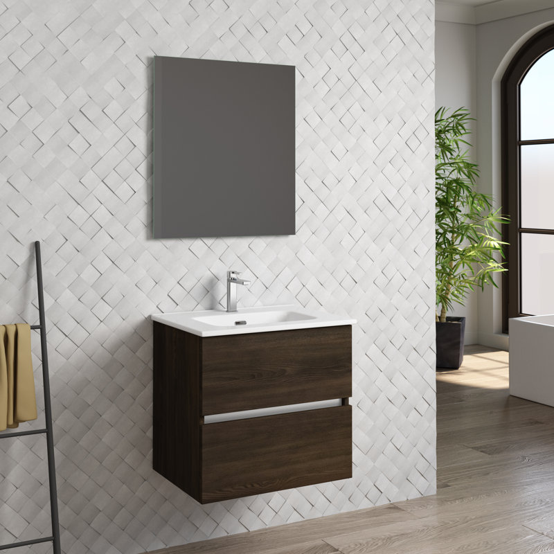 Meuble-lavabo simple mural de 23 po Guilbert, Wengé