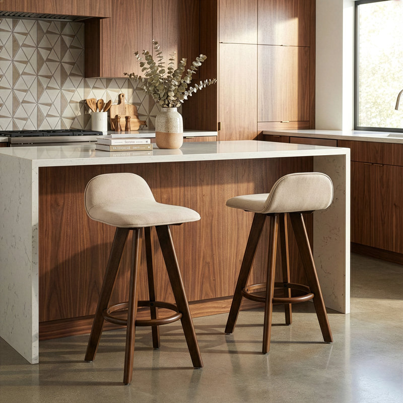 Tabouret de comptoir 25,98 po Baber, Beige, Brun foncé