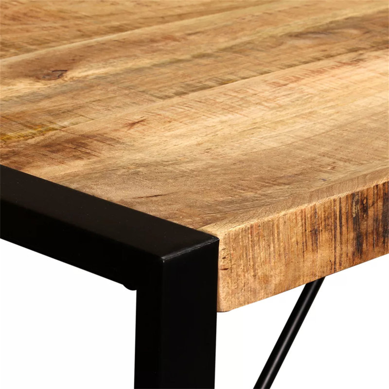 Robert Solid Wood Top Metal Base Dining Table, 76cm H x 120cm L x 60cm, Light Brown
