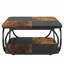 Table basse carrée de 39 po avec tablette de rangement - Table basse de ferme moderne à 2 niveaux avec structure incurvée en métal robuste, table basse centrale pour le salon