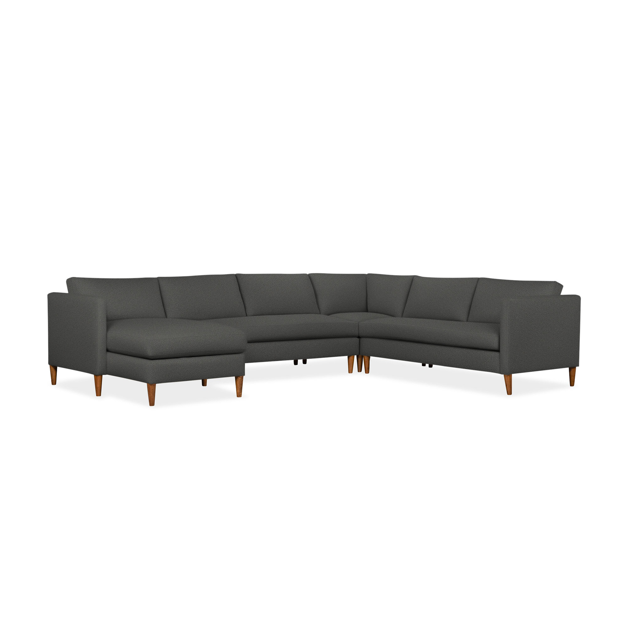 Clifford 4-Piece Upholstered Custom Sectional, Left Hand Facing, Davis Smoke Bouclé