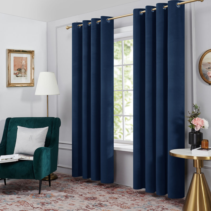 Zmari Blackout Curtain Panel Pair, 52" W x 63" L, Navy Blue