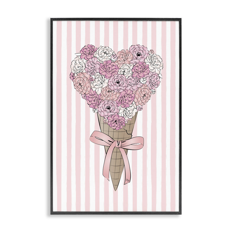 Bouquet de fleurs, crème glacée, estampe numérique par Martina Pavlova, H 18 po x l 12 po, Giclée encadrée noir minuit
