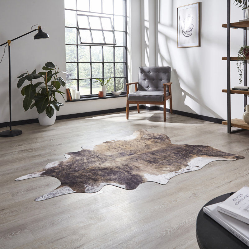 Selen   Faux Cow Print area rug Printed Animal Skin Brown, Animal Skin 130 x 155cm