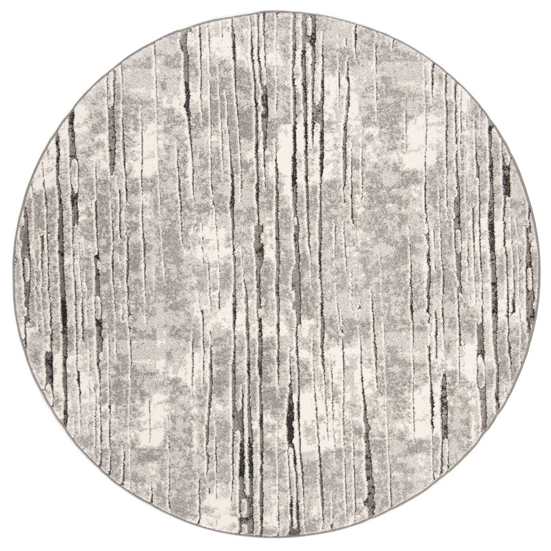Tapis gris / gris foncé Elmirasol, Rond 6 pi 7 po