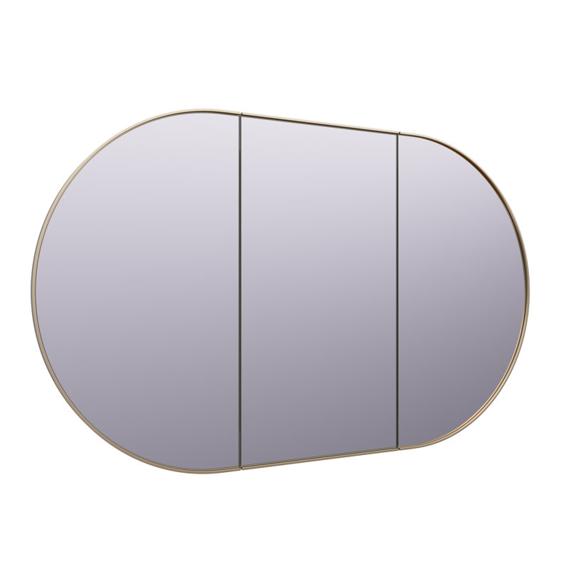 Recessed Framed 2 of Doors Medicine Cabinet with Adjustable Shelves, Satin Brass
