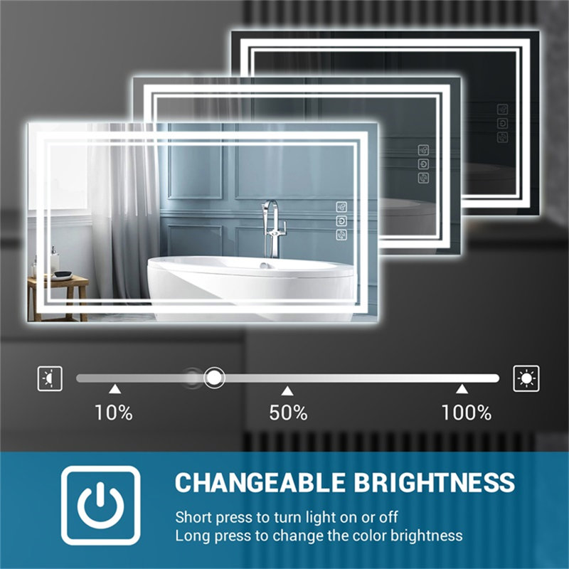 LED Bathroom Mirror 40" X 24" Front And Backlight (Includes Mirror Only), 40" x 24"