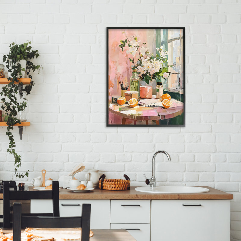 Table à déjeuner Citrus, giclée, design par LSR Creative Studio, H 20 po x l 16 po, Giclée encadrée noir minuit