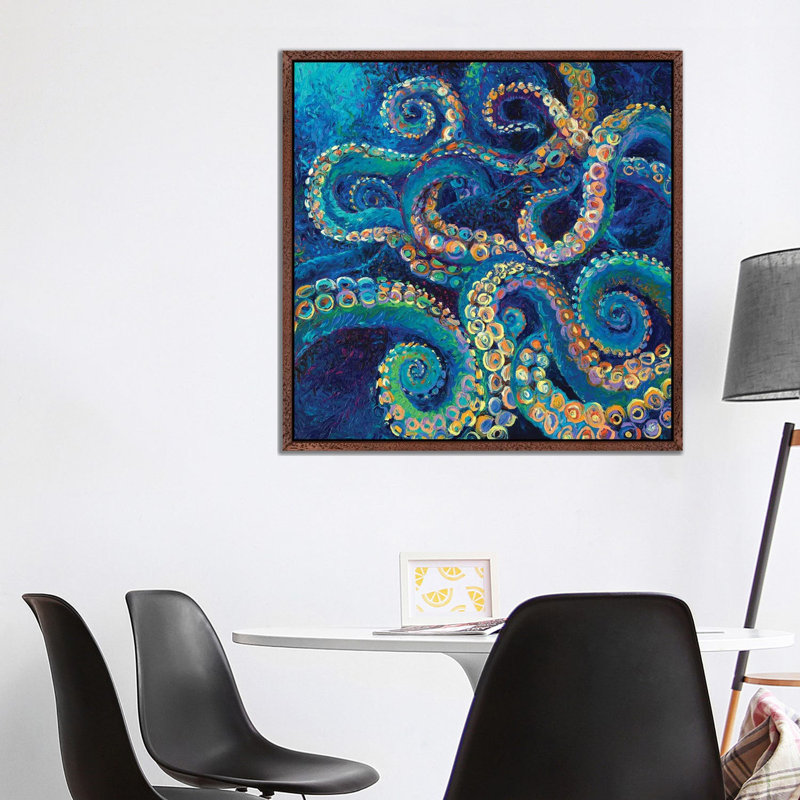 Tentacollage II by Iris Scott - Floater Frame Square Print on Canvas, 93.98 cm H x 93.98 cm W, Brown Framed