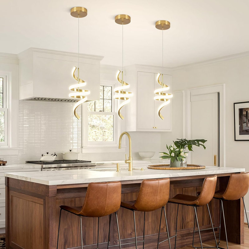 Îlot de cuisine moderne à DEL à spirale moderne, luminaire suspendu à hauteur réglable de 22 W, lustre 4000K pour table de salle à manger, paquet de 1