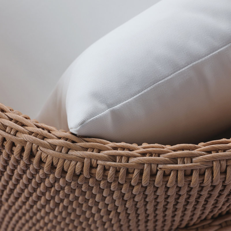 Chaise de patio avec coussin Charies, Rétro naturel / blanc