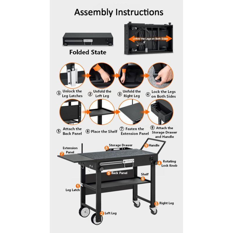 Table de barbecue pliable pour l'extérieur