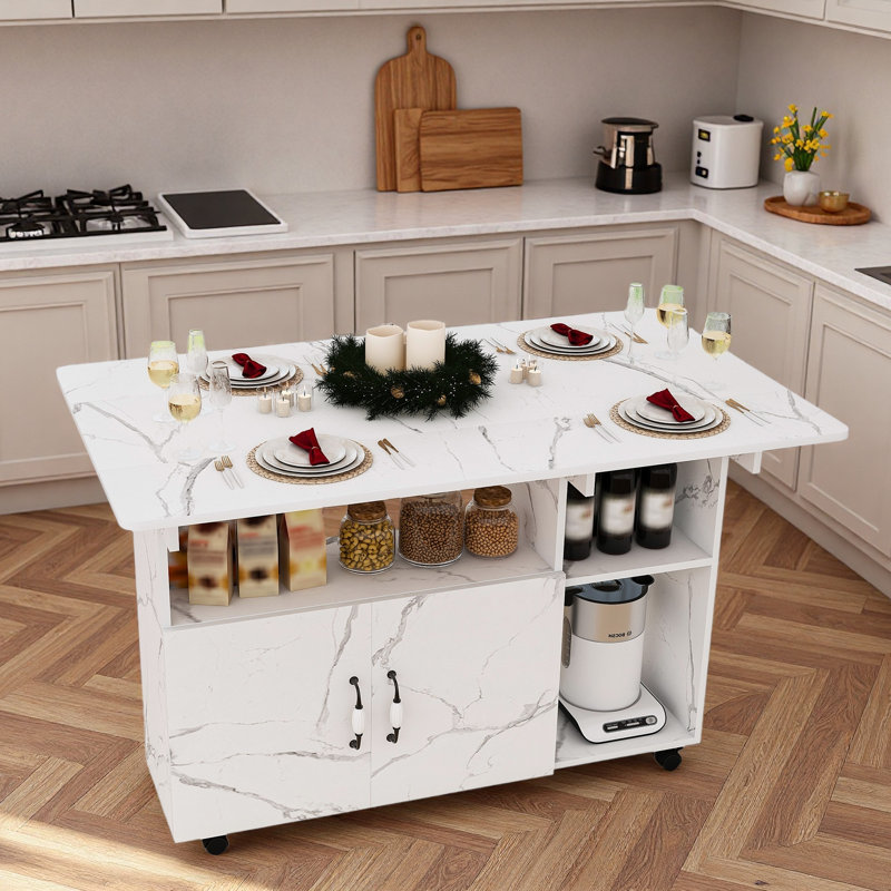 Multi-functional Folding Table With Storage Shelves And Wheels