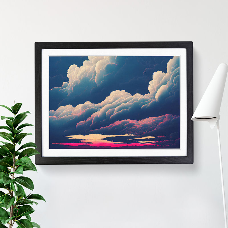 Gentle Clouds - Single Picture Frame Print, Black Framed, 34cm H x 46cm W x 2cm D