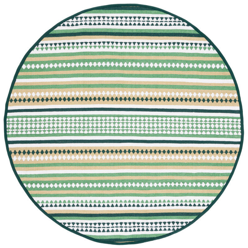 Adama Hand Woven Cotton Striped Rug, Round 6'