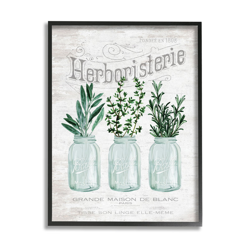 Herboristerie Kitchen Garden, Giclée encadrée noir minuit, H 14 po x l 11 po x P 1,5 po