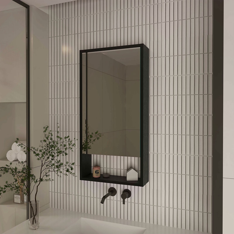 Rectangle Medicine Cabinet With Mirror, Black