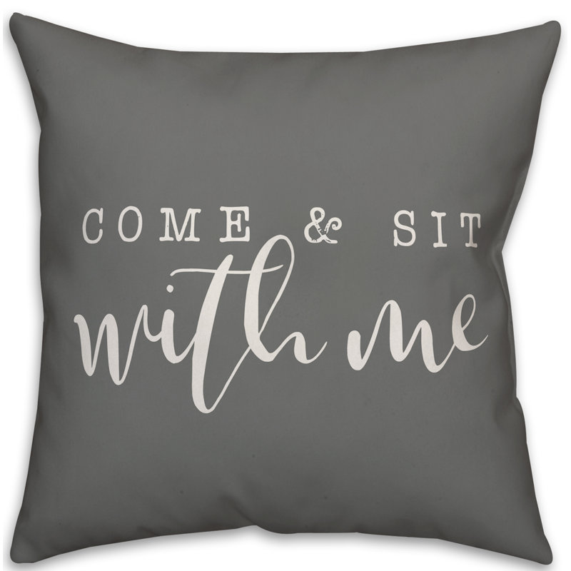  Housse et insert de coussin carré extérieur Come and Sit with Me, H 16 po x l 16 po, Gris / blanc